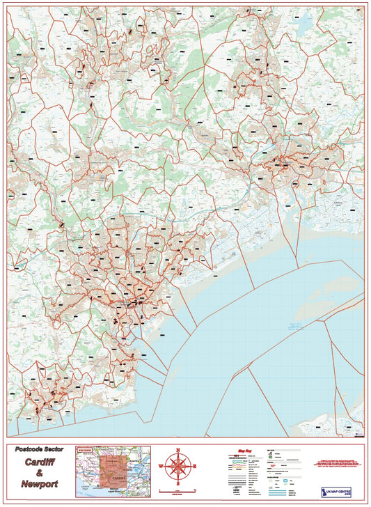 Postcode City Sector Map - Cardiff / Caerdydd and Newport / Casnewydd - Digital Download