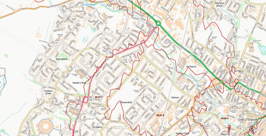 Central Cheltenham Postcode City Street Map - Digital Download