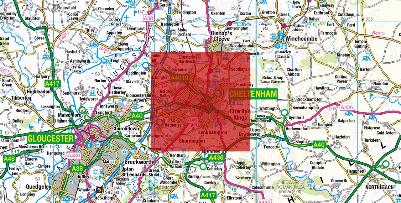 Central Cheltenham City Street Map - Digital Download