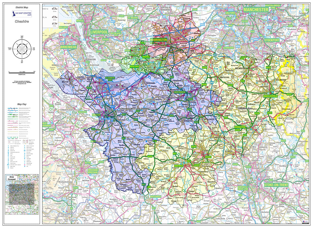 Cheshire County Boundary Map - Digital Download