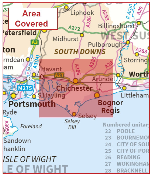 Postcode City Sector Map - Chichester - Digital Download