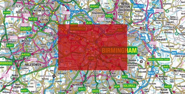 Central Birmingham City Street Map - Digital Download