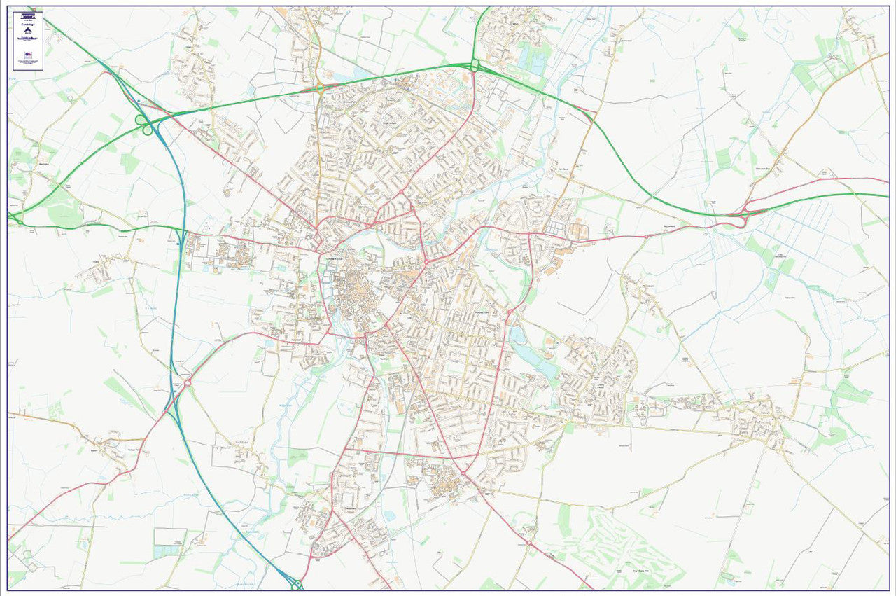 Central Cambridge City Street Map - Digital Download