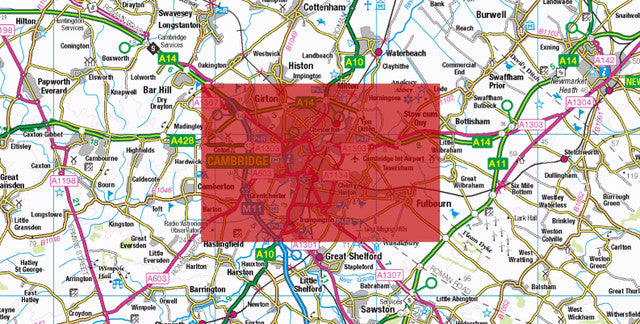 Central Cambridge City Street Map - Digital Download