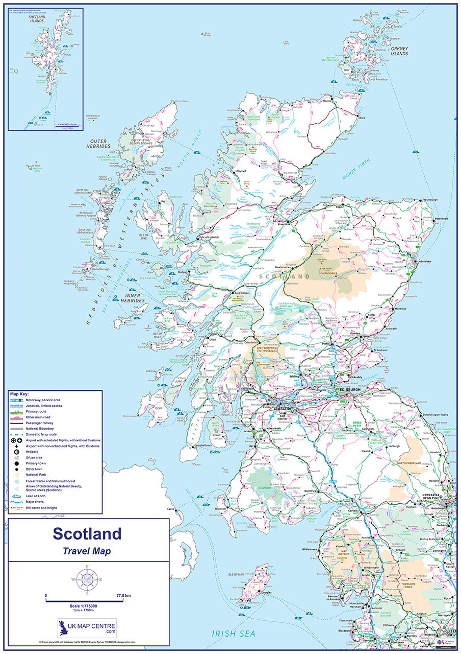 Compact Scotland Travel Map - Digital Download
