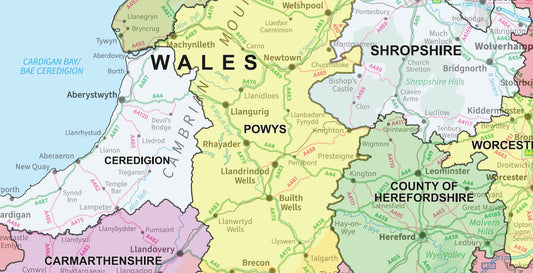Compact Wales Admin Map - Digital Download