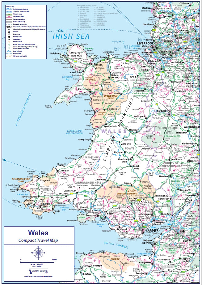 Compact Wales Travel Map - Digital Download