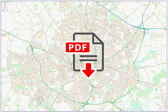 Central Coventry City Street Map - Digital Download