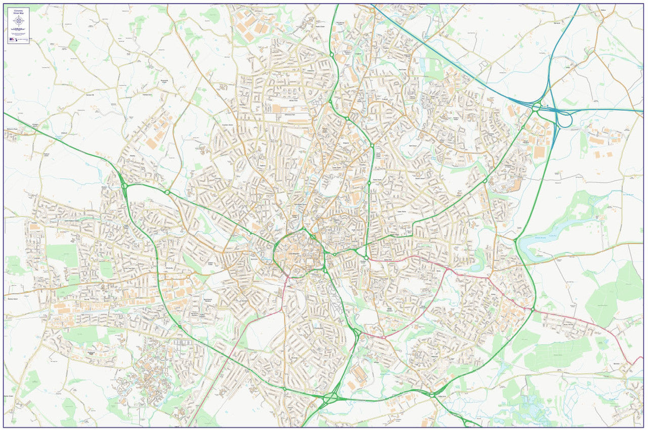Central Coventry City Street Map - Digital Download