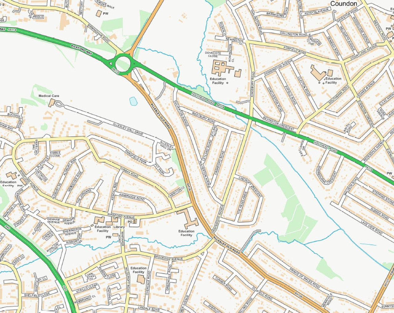 Central Coventry City Street Map - Digital Download