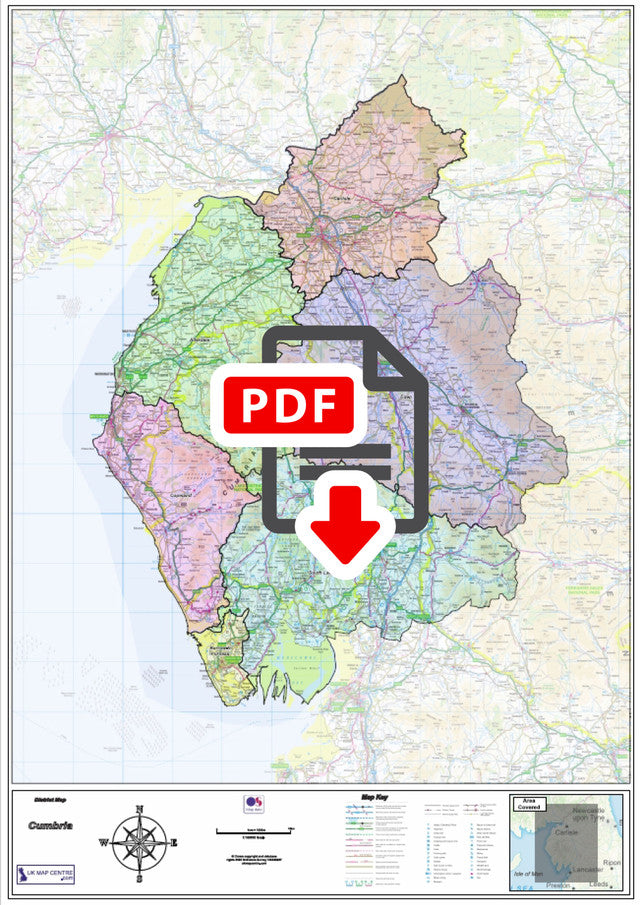 Cumbria County Boundary Map - Digital Download