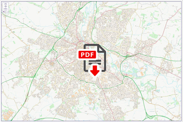 Central Derby City Street Map - Digital Download