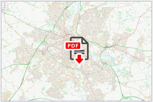 Central Derby City Street Map - Digital Download