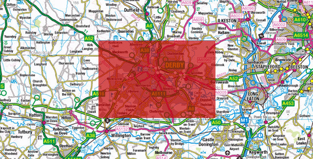 Central Derby City Street Map - Digital Download
