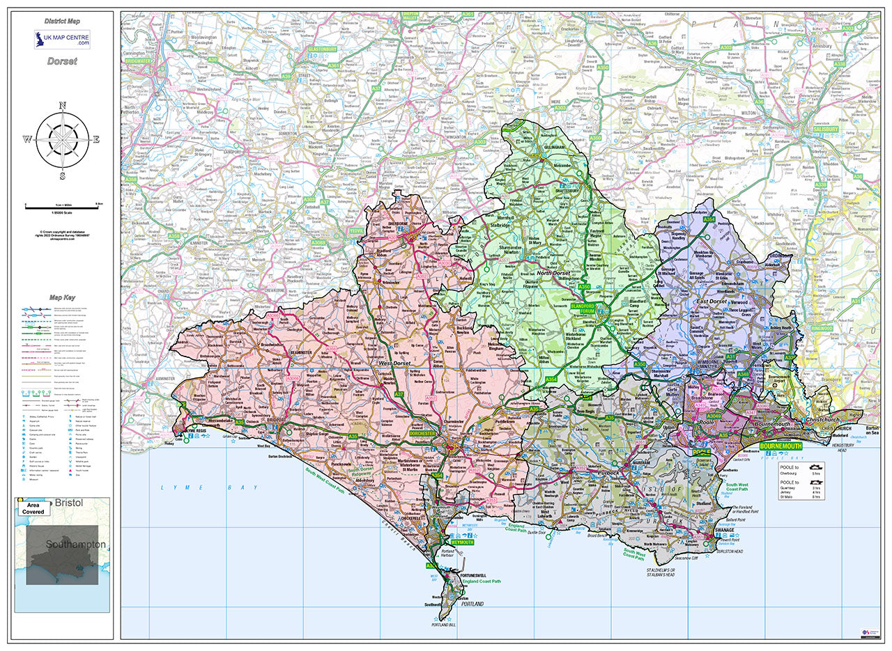 Dorset County Boundary Map - Digital Download