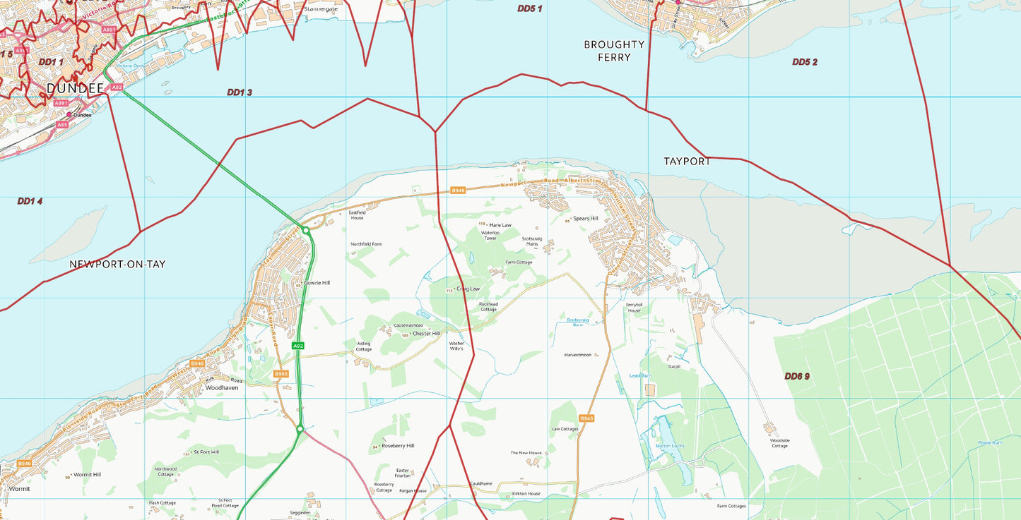 Postcode City Sector Map - Dundee - Digital Download