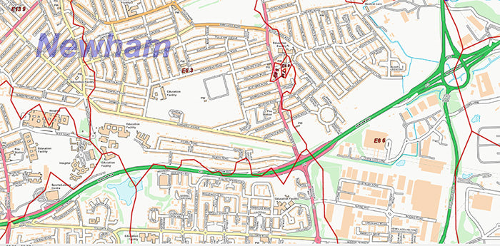 East London Postcode City Street Map - Digital Download