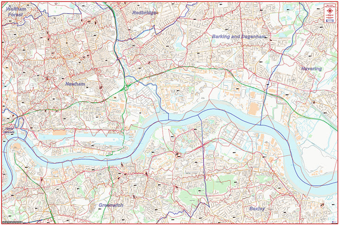 East London Postcode City Street Map - Digital Download