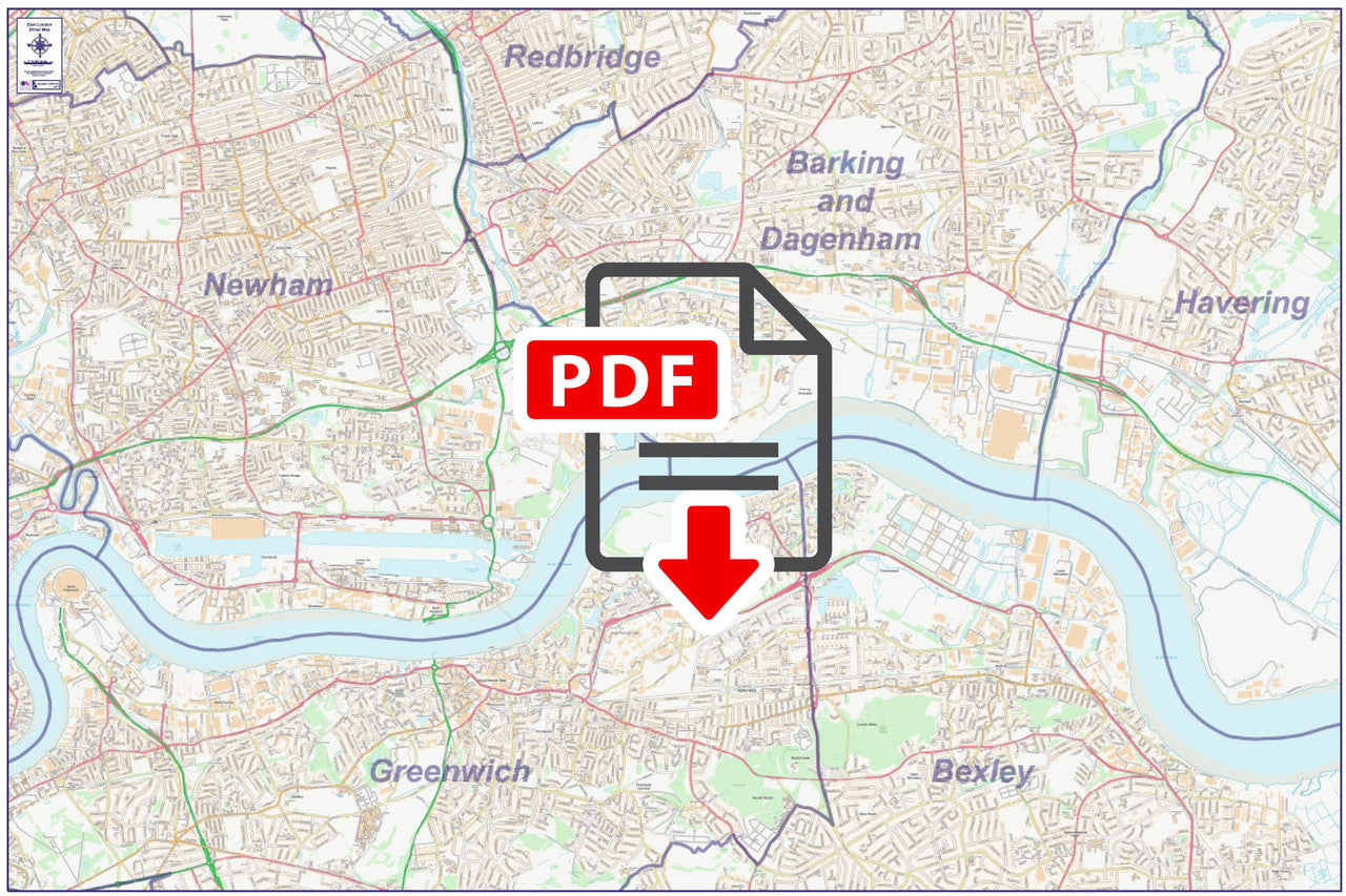 East London City Street Map - Digital Download