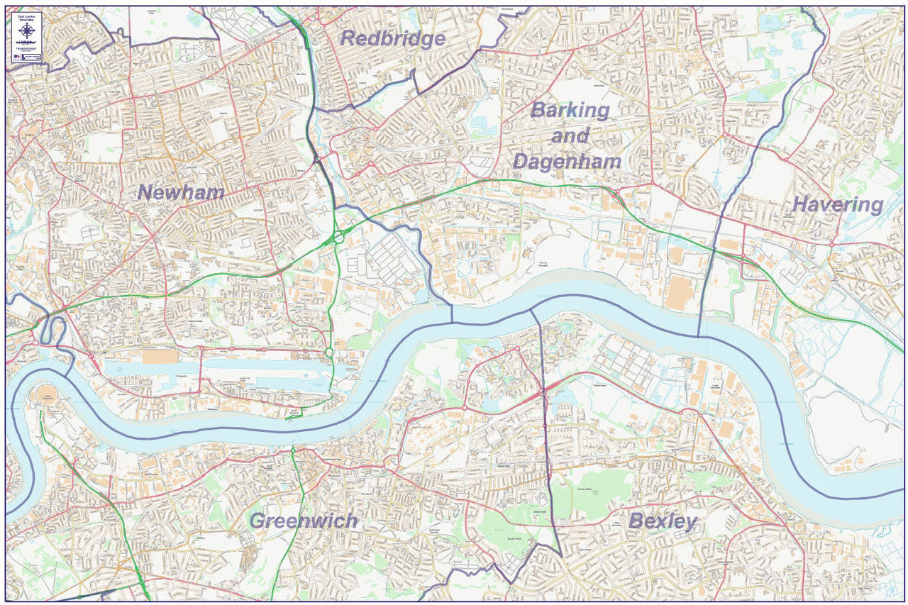 East London City Street Map - Digital Download
