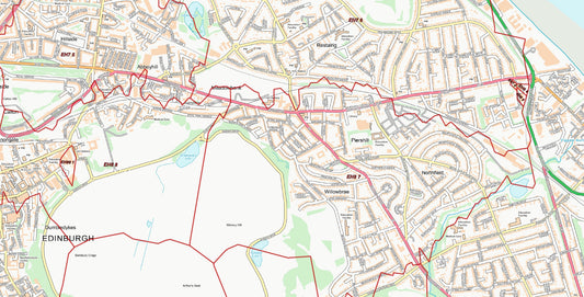 Central Edinburgh Postcode City Street Map - Digital Download