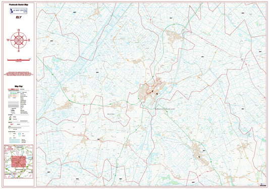 Postcode City Sector Map - Ely - Digital Download