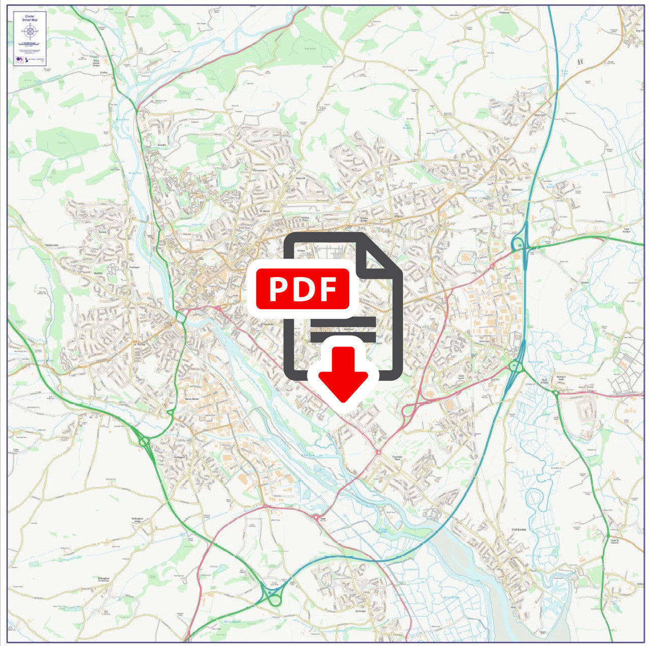 Central Exeter City Street Map - Digital Download