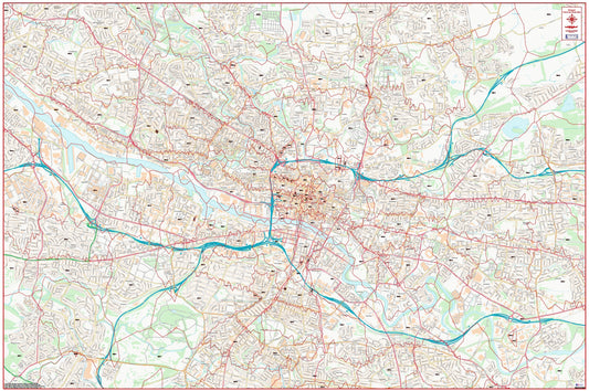 Central Glasgow Postcode City Street Map - Digital Download