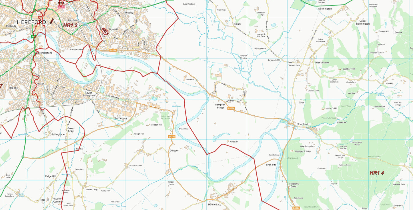 Postcode City Sector Map - Hereford - Digital Download