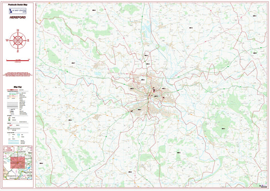 Postcode City Sector Map - Hereford - Digital Download