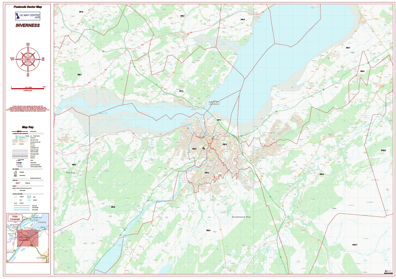 Postcode City Sector Map - Inverness - Digital Download