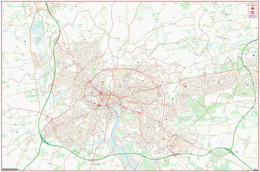 Central Ipswich Postcode City Street Map - Digital Download