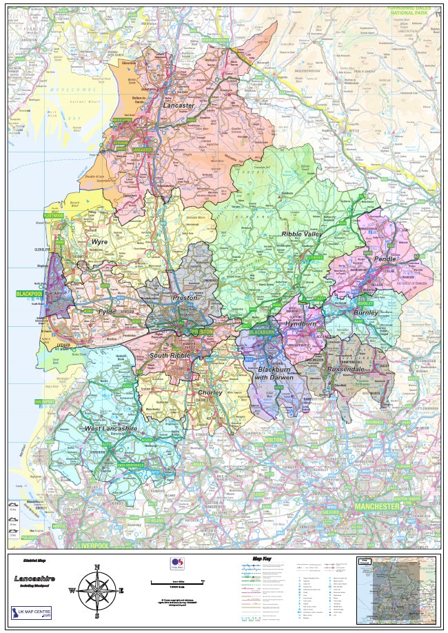 Lancashire County Map - Digital Download