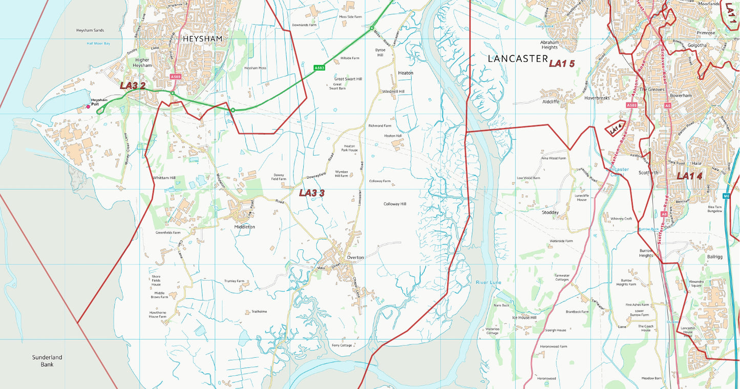 Postcode City Sector Map - Lancaster - Digital Download