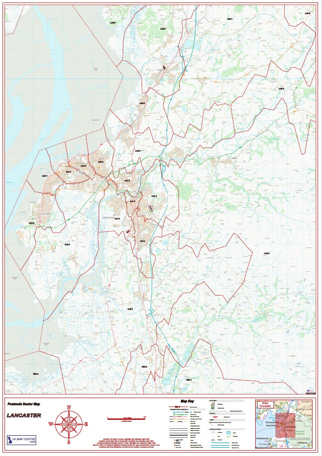 Postcode City Sector Map - Lancaster - Digital Download