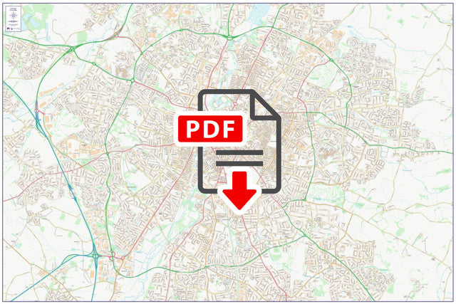 Central Leicester City Street Map - Digital Download