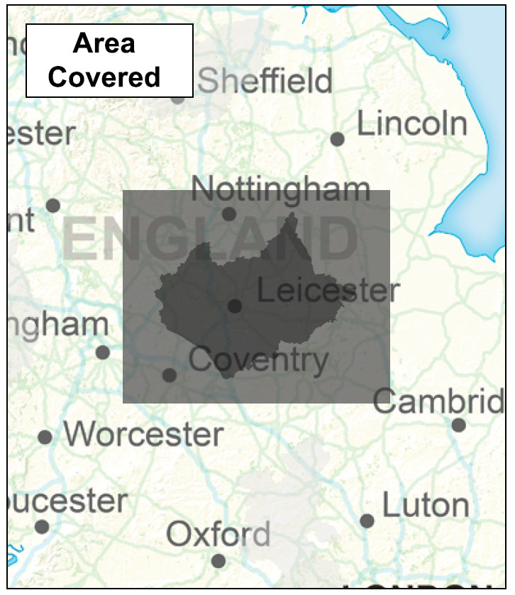 Leicestershire and Rutland Counties Map - Digitial Download