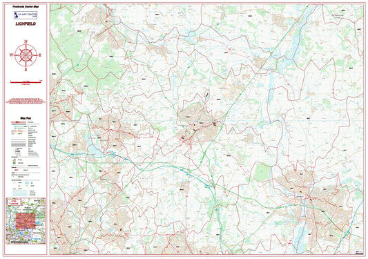 Postcode City Sector Map - Lichfield - Digital Download
