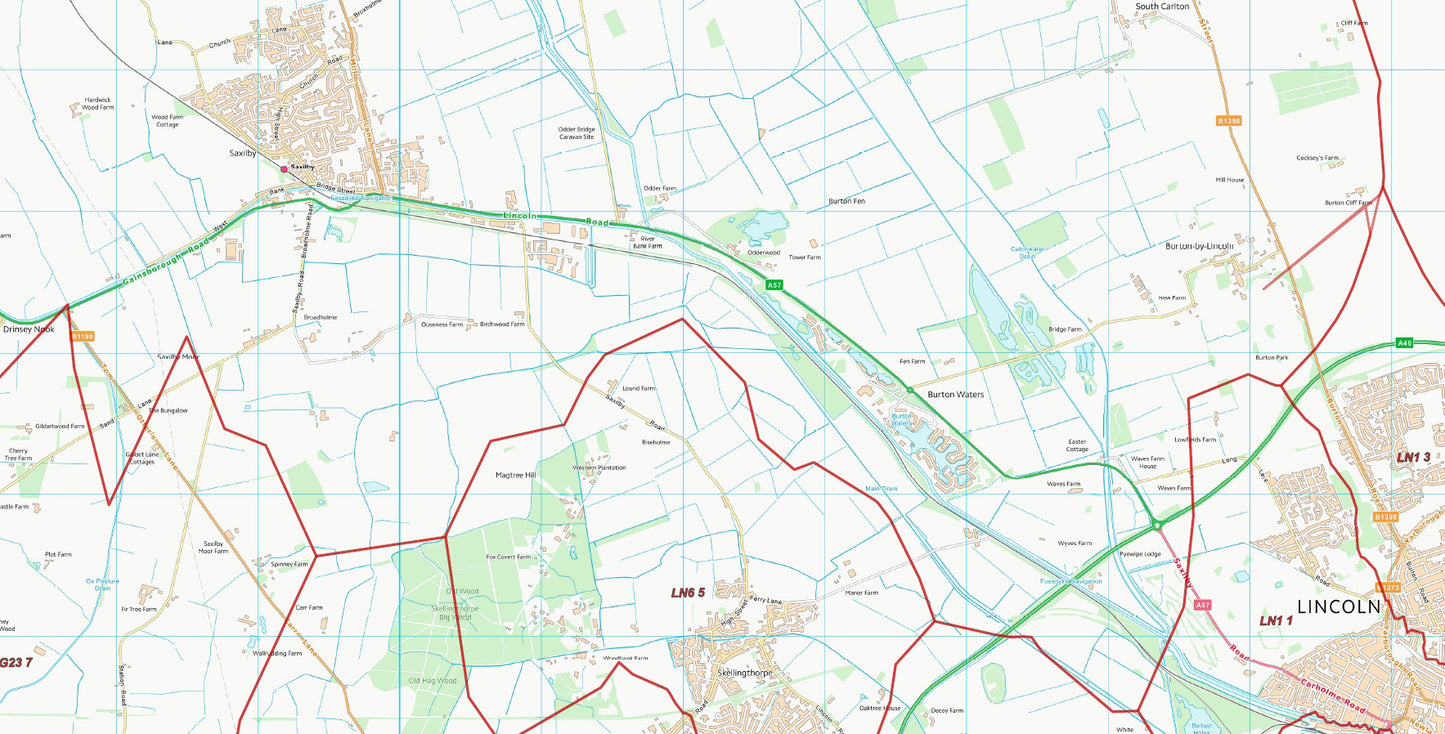Postcode City Sector Map - Lincoln - Digital Download