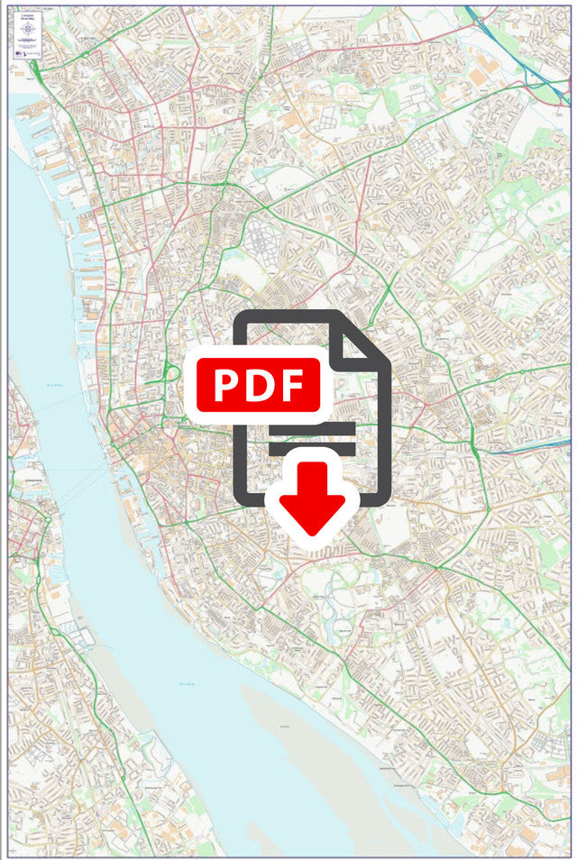 Central Liverpool City Street Map - Digital Download