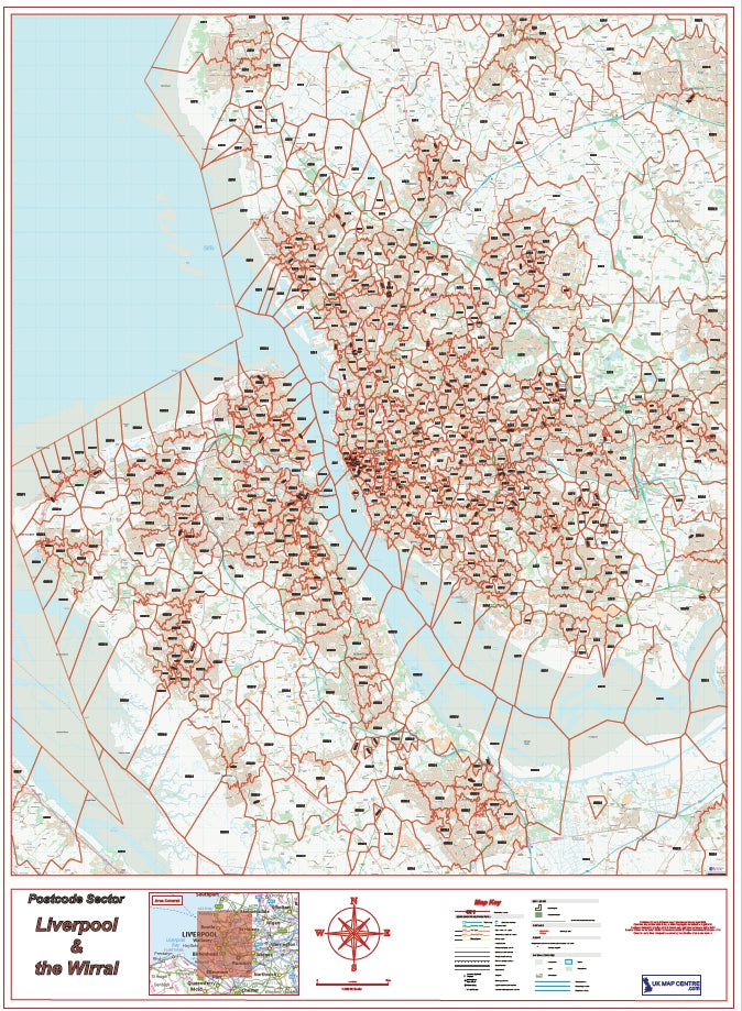 Postcode City Sector Map - Liverpool and The Wirral - Digital Download