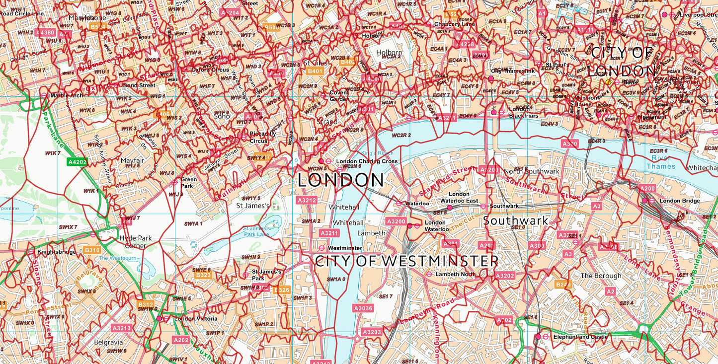 Postcode City Sector Map - London - Digital Download