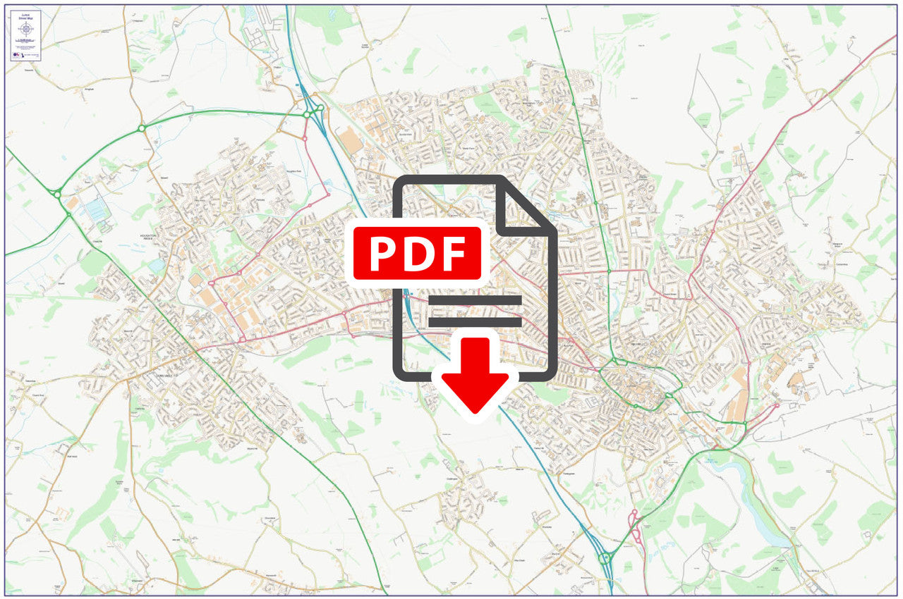 Central Luton City Street Map - Digital Download