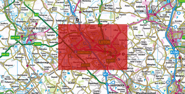Central Luton City Street Map - Digital Download