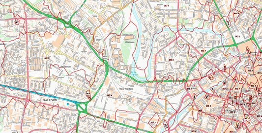 Central Manchester Postcode City Street Map - Digital Download