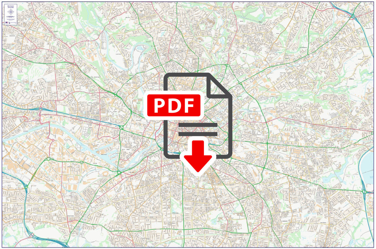 Central Manchester City Street Map - Digital Download