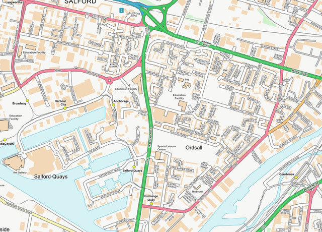 Central Manchester City Street Map - Digital Download