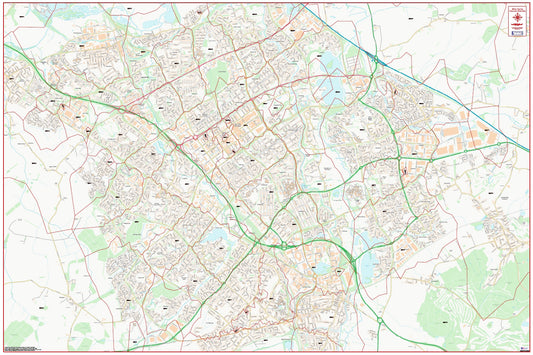 Central Milton Keynes Postcode City Street Map - Digital Download