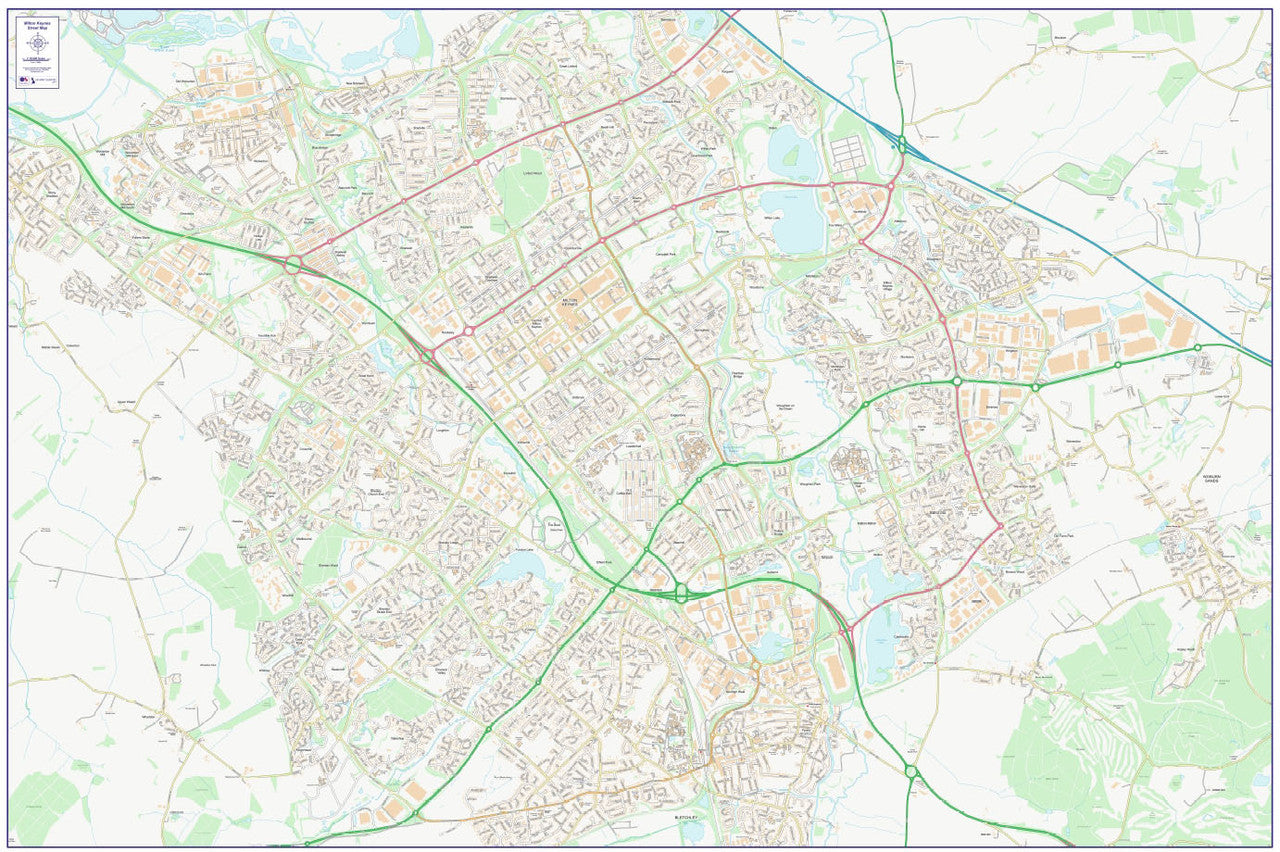Central Milton Keynes City Street Map - Digital Download