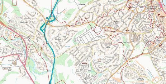 Central Newport Postcode City Street Map - Digital Download